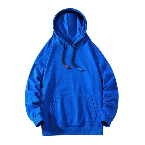 Odeerbi Sweatshirt for Men Fall Sweatshirts 2025 Casual Sports Solid Fitness Pullover With Hood And Large Pockets Blue