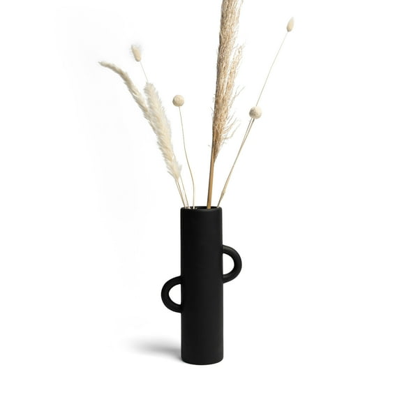 Villa Moda Ari Tube-Shaped Abstract Decorative Modern Vase, Black