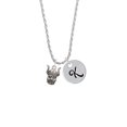thumbnail image 2 of Delight Jewelry Silvertone Small Viking - Mascot Silvertone Script Initial Disc - K - Charm Necklace, 20"+3", 2 of 4