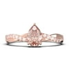 Gorgeous Minimalist Art Deco 1.25 Carat Pear Cut Authentic Morganite And Diamond Moissanite Engagement Ring, Twisted Band Wedding Ring in 10k Solid Rose Gold Gift For Her, Promise Ring, For Love