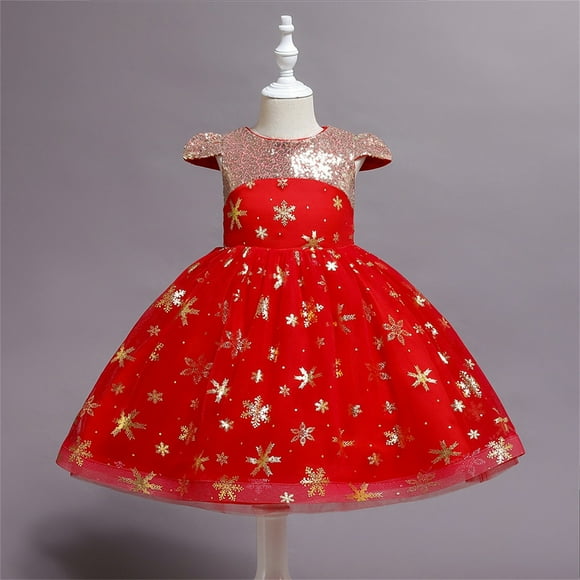 EnJoCho Baby Girls Christmas Princess Tutu Gown - Pageant Par𝗍y Wedding Dress with Snowflake Stripes for Holiday Dance & Graduation Ceremonies