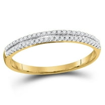10K Yellow Gold Diamond Double Row Wedding Band Slender Anniversary Ring 1/6 CT