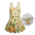 thumbnail image 5 of Xixirimido Retro 60s Hippie Flower Print Girls Swimsuits One Piece Sleeveless Swimwear with Skirt Modest Bathing Suit with Built-in Shorts Beach Vacation Swim Dress, 8-9 Years, 5 of 7