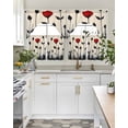 thumbnail image 5 of Vintage Floral Kitchen Curtains Sets 36 Inch Length with Valance, Spring Farmhouse Abstract Red Flowers Swag Valances and Tiers Curtain Set Drapes Swag Curtains for Living Room, Bathroom, Bedroom, 5 of 6