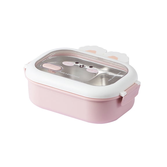 Stainless Steel Bento Box with Compartments Cute Bunny Lunch Box for Office Outdoor Camping Picnic