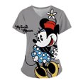 thumbnail image 3 of Uniforme de enfermera para mujer, camiseta de manga corta con cuello en V y estampado de Mickey Mouse de Disney, uniforme de enfermera de trabajo con bolsillos, 3 of 5