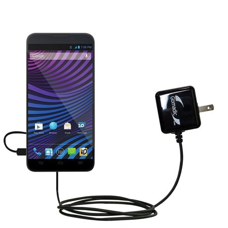 Gomadic Intelligent Compact AC Home Wall Charger suitable for the ZTE Vital - High output power with a convenient, foldable plug design - Uses TipExch