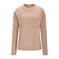 thumbnail image 4 of Rohuuque Thermal Shirts for Women Velvet Lined Loose Polluer Solid Color Crew Neck Raglan Sleeve Thermal Base Layer Tops Khaki, 4 of 9