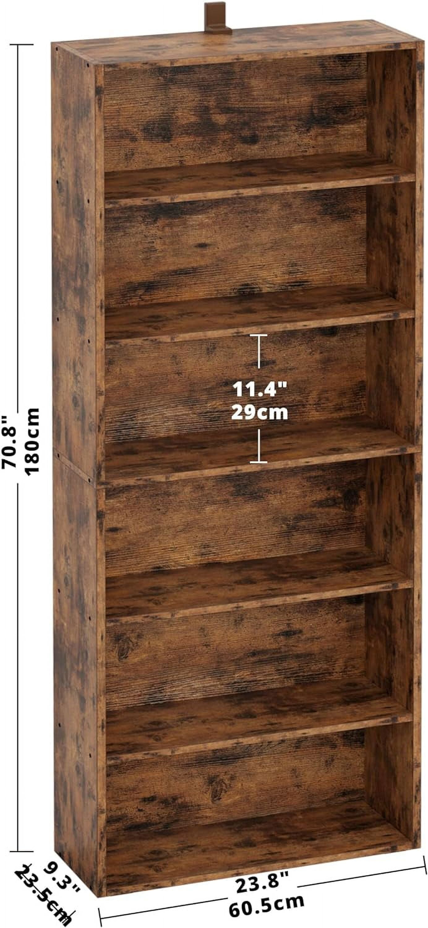 Industrial Bookshelves and Bookcases Floor Standing 6 Shelf Display Storage Shelves 70 in Tall Bookcase Home Decor Furniture for Home Office, Living Room, Bed Room, Vintage Brown