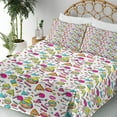 thumbnail image 3 of Ambesonne Emoji Fitted & Top Sheet Set with Shams, Memphis Style Yellow Faces, White Hot Pink Yellow, 3 of 5