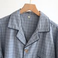 thumbnail image 4 of KTJTDRVH Summer Pajama Set Men'S Pajamas Summer Thin Washed Cotton Fabric Short Sleeved Long Pants Home Clothing Plaid Summer Cotton Set Classic Styling, 4 of 9
