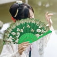 thumbnail image 5 of D-GROEE Folding Fan, Cloth Folding Hand Fan, For Cooling, Performances, Decorations, Gifts, Vintage Style Exquisite Pattern Folding Fan Photography Prop, 5 of 6