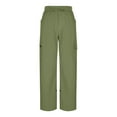 thumbnail image 5 of Qulqfy Capri Womens Pants Green Casual Cotton Cargo with Pockets Petite High Waisted Pants Teen Girl Pants XXL, 5 of 8
