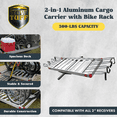 thumbnail image 2 of Tow Tuff TTF-2762ACBR Heavy Duty 2-in-1 Aluminum Cargo Carrier with Bike Rack, 2 of 10