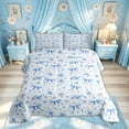 thumbnail image 2 of Meiyoeat Blue Watercolor Bow Full Size Comforter Sets for Women Girls, Girly Bloom Blossoms Flower Floral Bedding Sets, Colorful Star Reversible, 3pcs, 2 of 6