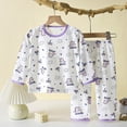 thumbnail image 2 of WUANDIXFA Toddler Boy Pajamas 1-13 Years Fall Cotton Soft Cartoon Short Sleeve Shirts Pant Birthday Pajamas Toddler,Light Purple,8-9 Years, 2 of 3