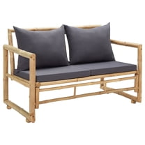 vidaXL Patio Loveseat 2 Seater Sofa with Cushions for Balcony Backyard Bamboo