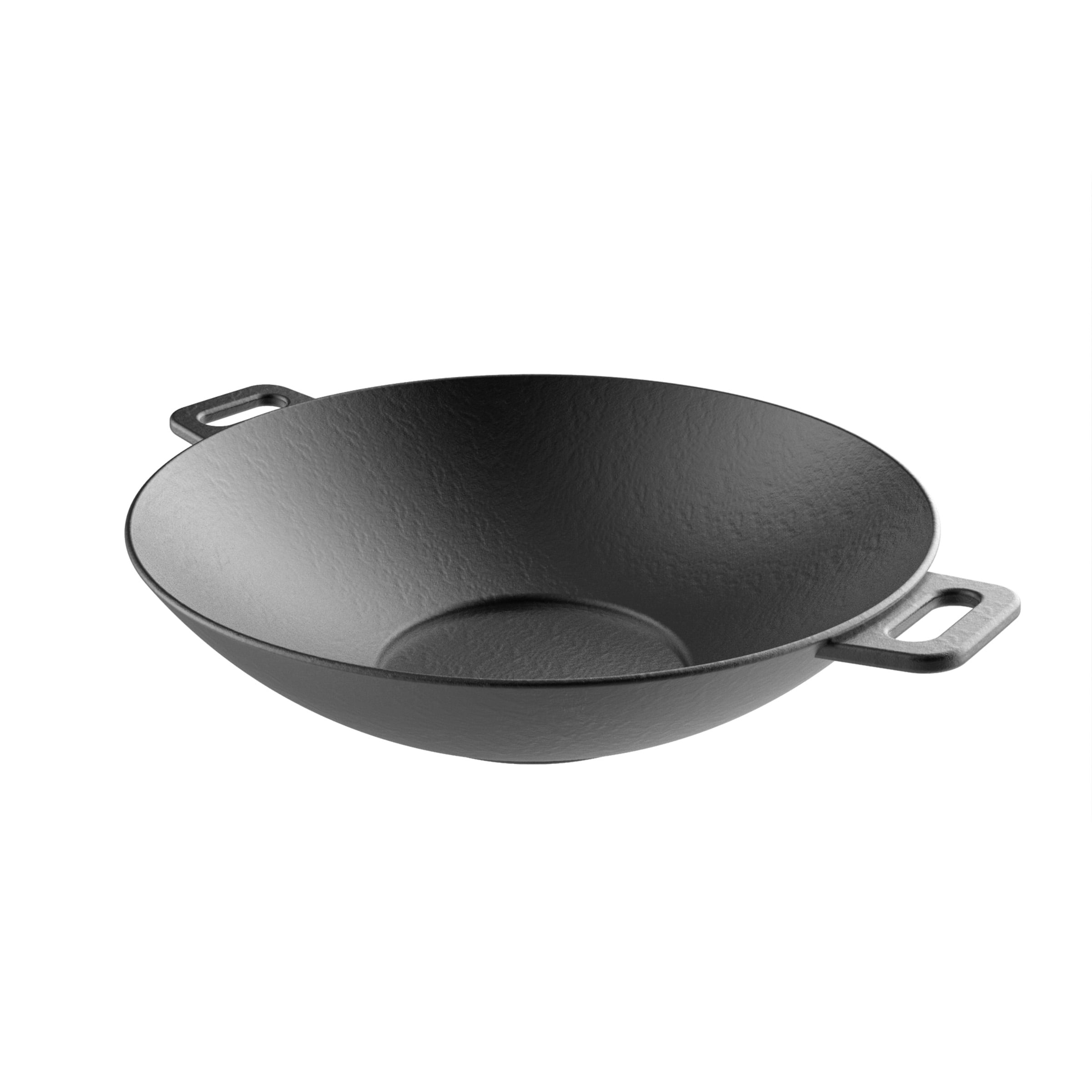 OUR TABLE 10.5 in. Pre-Seasoned Cast Iron Wok in Black 985119937M