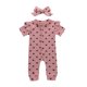 thumbnail image 1 of Gibobby Mono Ajustado de Verano con volantes y corazones de día, mono con estampado de San Valentín para niñas pequeñas y bebés, mono con diademas y mono para niñas(Rosa， 6-9 Meses), 1 of 5
