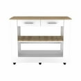 thumbnail image 5 of Light Oak and White Kitchen Island with Drawer Shelves and Casters, 5 of 7