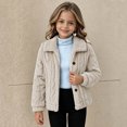 thumbnail image 4 of Cethrio Girls Fleece Jacket, Warm Collared Long Sleeve Button Front Winter Outerwear Size 5-6 Years Beige, 4 of 6