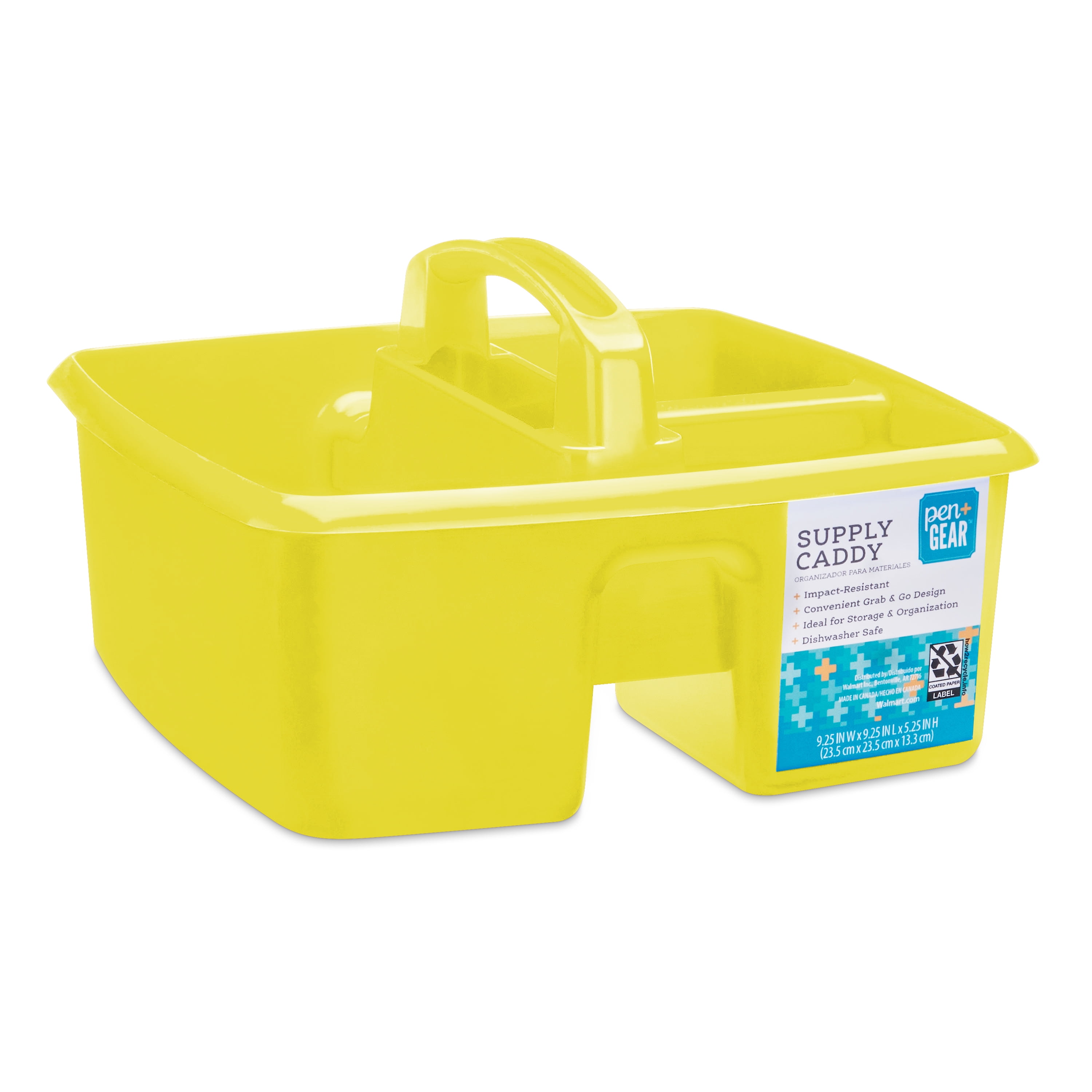 Pen+Gear Plastic Caddy, Kids' Craft Organizer with Handle, Soft Sulfur