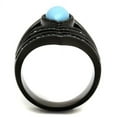 thumbnail image 3 of TK2482 - IP Black(Ion Plating) Stainless Steel Ring with Synthetic Turquoise in Sea Blue Size 10, 3 of 4