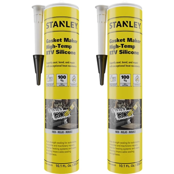 Gasket Maker STANLEY de silicona RTV de alta temperatura, 300 ml, color negro, paquete de 2