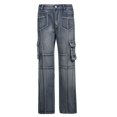 thumbnail image 2 of Pantalones Gibobby Mujer holgados de mezclilla alta azul S, 2 of 5