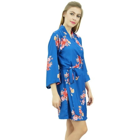 

Bimba Women s Floral Printed Blue Georgette Bridesmaid Robe Coverup Wrap-12