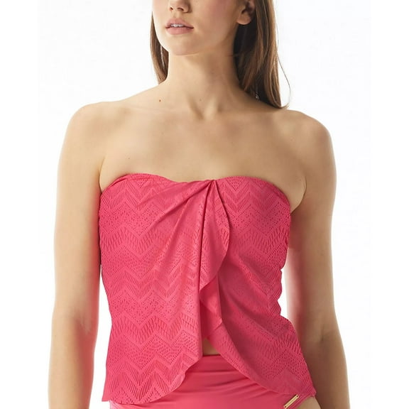 Vince Camuto DRAGON FRUIT Crochet Draped Tankini Swim Top, US Medium