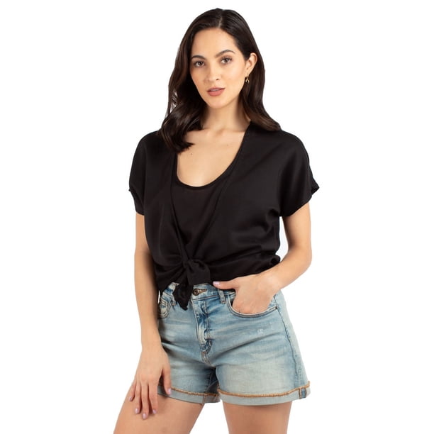 Blusa manga corta con amarre al frente