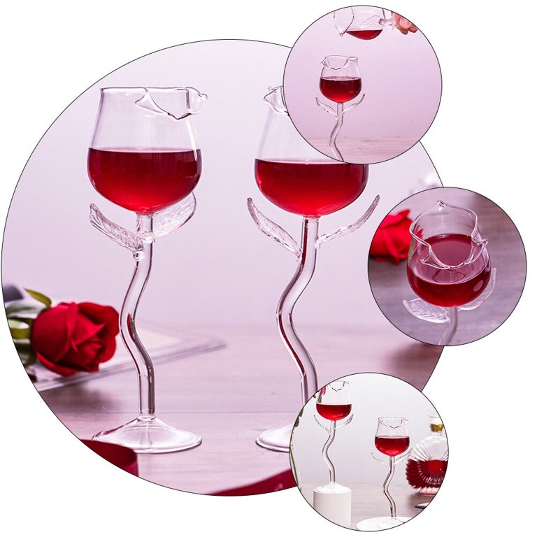 Rose Flower Wine Glasses, Creative Red Wine Glass  