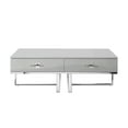 thumbnail image 4 of Hilo Light Grey Chrome Coffee Table - 2 Drawers, Hight Gloss Lacquer Finish, Polished Stainless Steel Base, 4 of 10