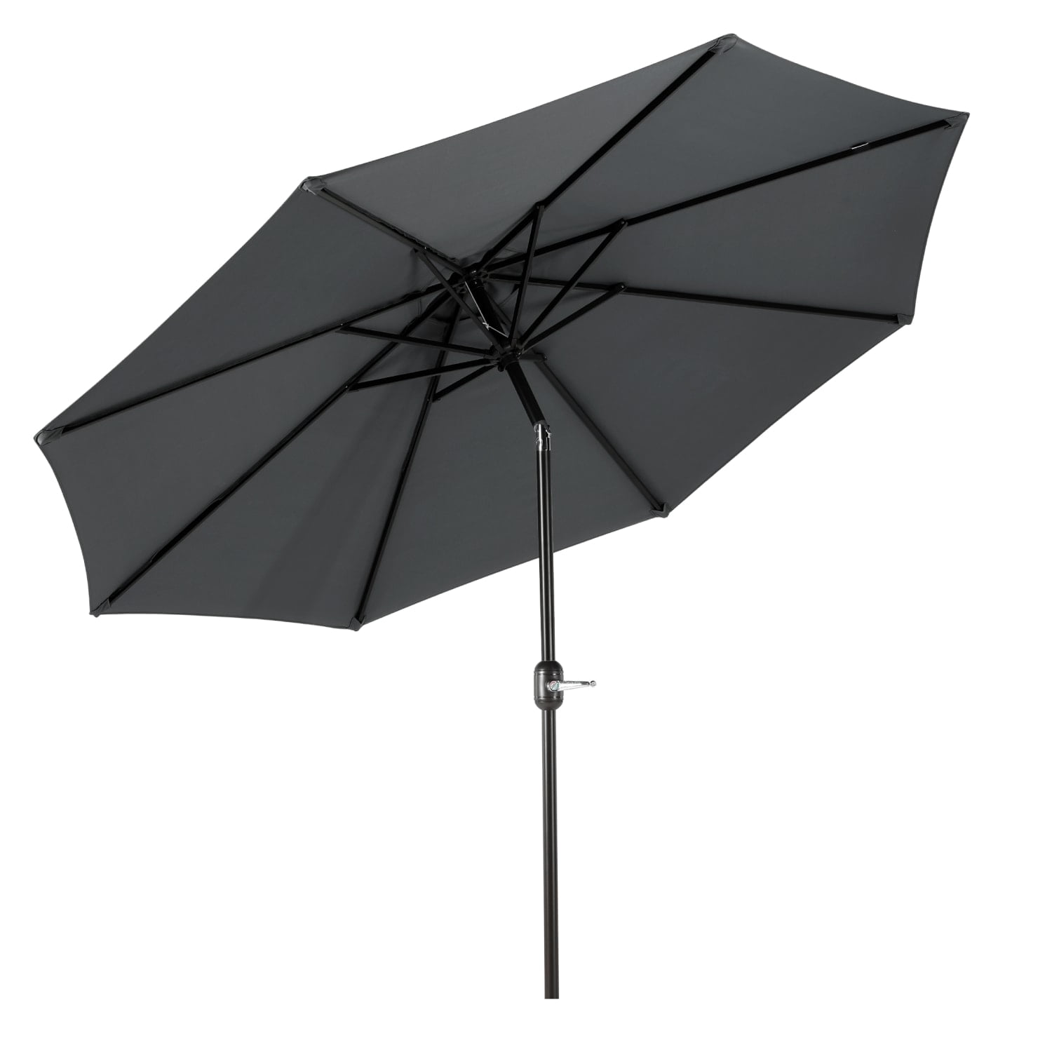 WestinTrends Paolo 9 Ft Outdoor Umbrella, Patio Shade Market Table Umbrella with Push Button Tilt and Easy Open Crank, Gray