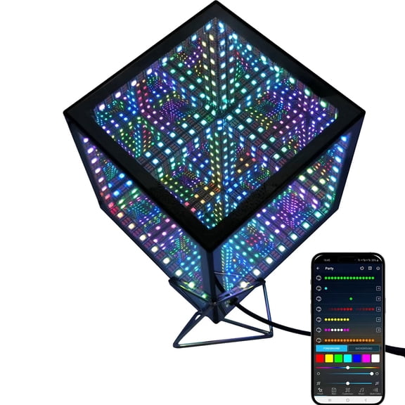Heepulor Infinity Mirror Cube Light, RGB Smart Ambient Lamp with APP Control, Music Sync LED Mood Light for Gaming Room Bedroom Desk Decor
