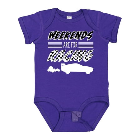 

Inktastic Weekends Are for Racing Race Car Silhouette and Racing Flag Gift Baby Boy or Baby Girl Bodysuit
