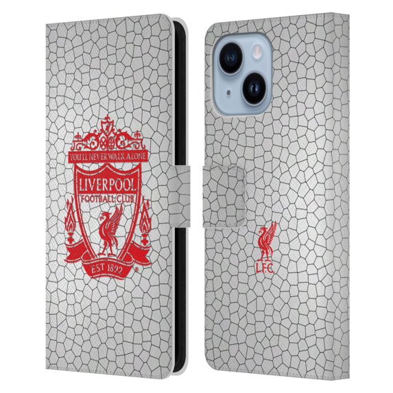 Head Case Designs Officially Licensed Liverpool Football Club Crest 2 White Pixel 2 Leather Book Wallet Case Cover Compatible with Apple iPhone 14 Plus
