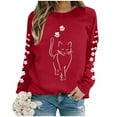 thumbnail image 5 of Sweatshirt for Women Oversized Casual Cute Cat Graphic Printed Long Sleeve Looses Round Neck Pullovers Hoodies 2025 Fall Fashion Outfits Clothes Red-XXXL, 5 of 5