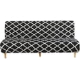 thumbnail image 3 of SHANNA Futon Slipcover Armless Sofa Covers Stretch Sofa Bed Slipcover Protector Elastic (Black Geometry), 3 of 10