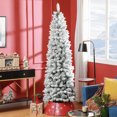 thumbnail image 2 of HOMCOM 7ft Flocked Pencil Artificial Christmas Tree with Steel Base, Green, 2 of 10