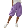 thumbnail image 2 of Karymi Women's Pants High Waist Elastic Cinched Hem Balloon Shorts, Casual Pleated Loose Knee-Length Lantern Pants with Zipper and Pockets Halara Pants Women, 2 of 9