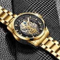 thumbnail image 4 of Reloj LIGE Reloj de Moda para Hombres Diseño Hueco Dorado Negro, 4 of 5