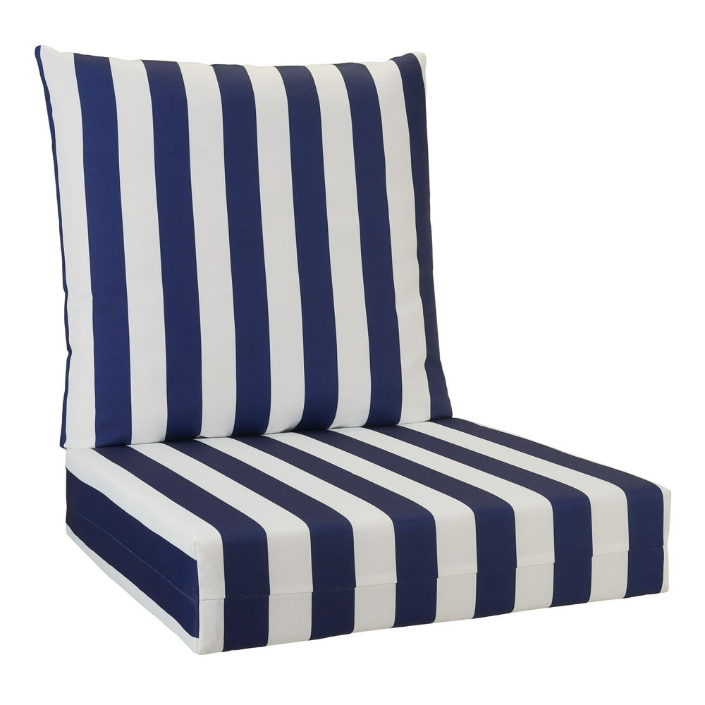 Better Homes and Gardens Cabana Stripe Deep Seat Cushion Set Navy