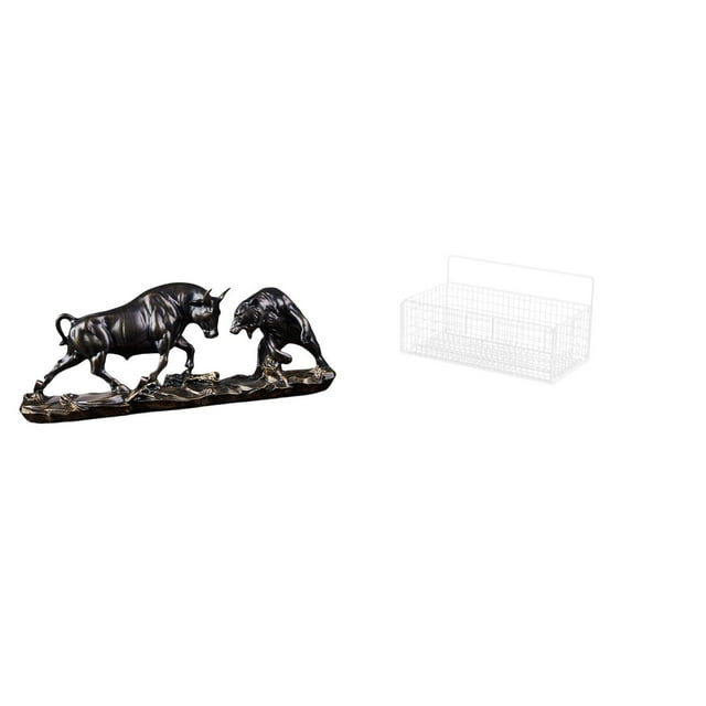 Escultura de oso toro con estantes flotantes, cesta organizadora de pared de metal para escritorio, cocina, baño, sala de estar, decoración