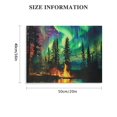 thumbnail image 3 of ERAPDAUR  Aurora Borealis Canvas Wall Art Northern Wall Decor Snow Mountain Lake Forest Bonfire Pictures Large Living Room Decor 20x16in, 3 of 6