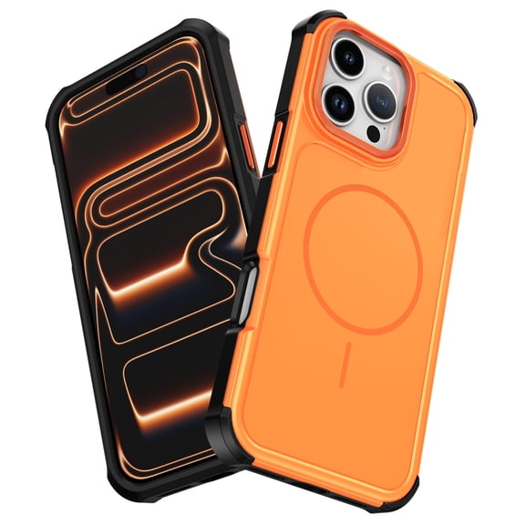 Magnetic Case For iPhone 14, Military Grade Drop Tested Rugged Heavy Duty Phone Cover with Built-in Magnet, Compatible with MagSafe Reinforced Corner Protective Back Shell, Orange