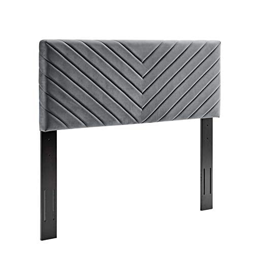 Modway Alyson Angular Channel Tufted Performance Velvet California King Headboard in Charcoal, King King