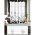 thumbnail image 6 of No Hook Cloth Fabric Shower Curtain with Snap in Liner, Grey Floral Rustic Waterproof Shower Curtains Set with See Through Top Window, Spring Farmhouse Botanical Floral Bath Curtains Shower 72"x84", 6 of 6