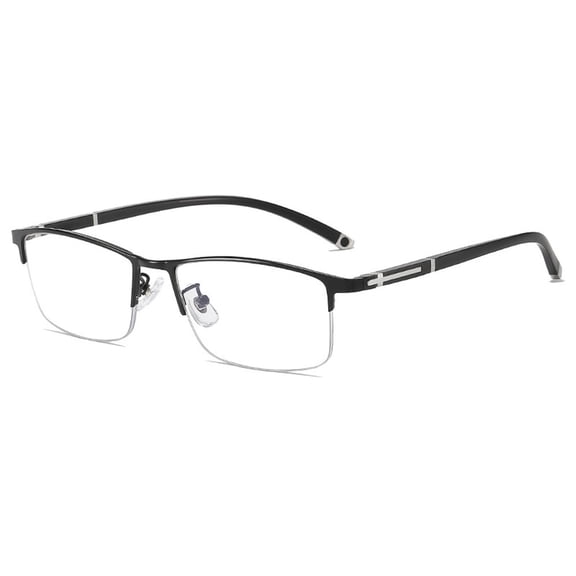 Men Half Rimless Business Black Reading Glasses 1.00, Anti-blue Light Classic Flexible Readers 1.00 Strength (Single Vision)